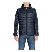 Blauwe Hooded Rits Jas Polyamide Emporio Armani EA7 , Blue , Heren