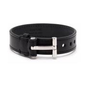 Zwart Leren T-slot Armband Tom Ford , Black , Heren