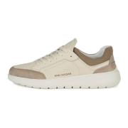 Tumbled Leren Sneakers Boggi Milano , Beige , Heren