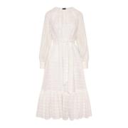 Elegante Katoenen Midi Jurk met Uitsparingen Kiton , White , Dames