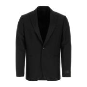 Stijlvolle Zwarte Wollen Blazer Versace , Black , Heren