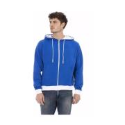 Luxe Blauwe Wollen Hoodie met Achterlogo Baldinini , Blue , Heren