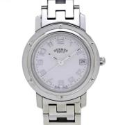 Pre-owned Stainless Steel watches Hermès Vintage , White , Dames