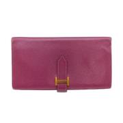 Pre-owned Leather wallets Hermès Vintage , Purple , Dames