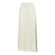 Ecru Satin Midi Rok Beige Max Mara Weekend , Beige , Dames