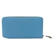 Pre-owned Leather wallets Hermès Vintage , Blue , Dames