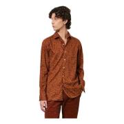 Katoenen Regular Fit Shirt Gemaakt in Italië Massimo Alba , Brown , He...