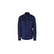 Vintage Western-Style Denim Shirt Moorer , Blue , Heren