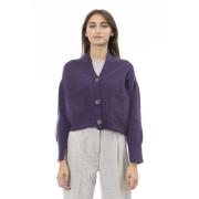 Cardigan met knoopsluiting en zakken Alpha Studio , Purple , Dames