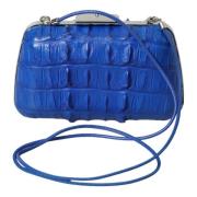 Elektrisch Blauwe Krokodillenleren Clutch Balenciaga , Blue , Dames