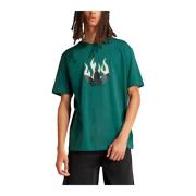 Flames Logo Tee Adidas , Green , Heren