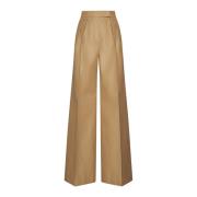 Leren bruine broek wijde pijpen Max Mara , Brown , Dames