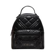 Zwarte Elegante Rugzak met Gouden Details Moschino , Black , Dames