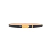 Kalfsleren riem met plaque Balmain , Black , Heren