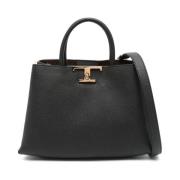 Gestructureerde Leren Logo-Gesp Tas Tod's , Black , Dames