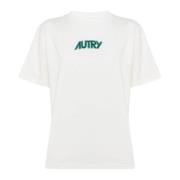 Witte Ribgebreide Kraag T-shirts en Polos Autry , White , Dames