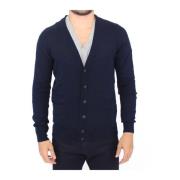 Luxe Blauw Wolmix Cardigan Sweater Ermanno Scervino , Blue , Heren