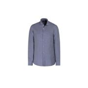 Linnen Slim Fit Overhemd met Zachte Kraag Moorer , Blue , Heren