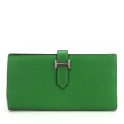 Pre-owned Leather wallets Hermès Vintage , Green , Dames