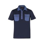 Denim Polo Shirt met Makò Cotton Moorer , Blue , Heren