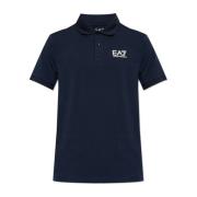 Katoenen poloshirt met bedrukt logo Emporio Armani EA7 , Blue , Heren