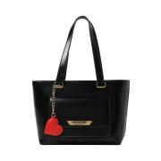 Zwarte Shopper Tas met Rits Moschino , Black , Dames