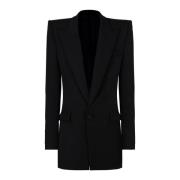 Grain de poudre 1-knoops jasje met schoudervullingen Balmain , Black ,...