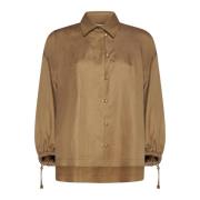 Rodeo Linnen Zijde Blend Shirt Max Mara , Brown , Dames