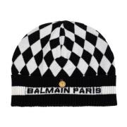 Wollen muts met logo Balmain , Black , Dames