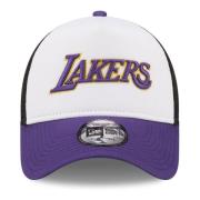 Witte Lakers Team Kleur Blok Trucker Pet New Era , Multicolor , Heren