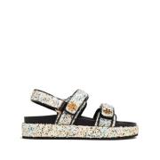 Mesh Sequin Sandalen Double T Motif Tory Burch , Multicolor , Dames