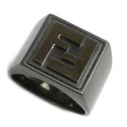 Pre-owned Metal rings Fendi Vintage , Black , Dames