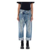 Blauwe Cross Over Denim Jeans R13 , Blue , Dames