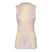 Gele Zijden Camisole Diamantprint Burberry , Multicolor , Dames