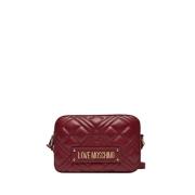 Rode leren schoudertas Moschino , Red , Dames