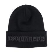 Zwarte Wol Wintermuts Stijlvol Dsquared2 , Black , Heren