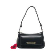 Zwarte schoudertas met gouden details Moschino , Black , Dames