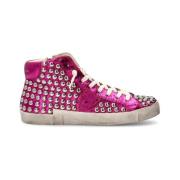 Fuchsia High-Top Studded Sneakers Philippe Model , Pink , Dames