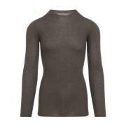 Geribbelde Ronde Hals LS T-Shirt Rick Owens , Brown , Dames