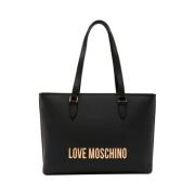 Zwarte Shopper Tas Moderne Stijl Moschino , Black , Dames