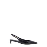 Krokoprint Leren Slingback Schoenen Dolce & Gabbana , Black , Dames