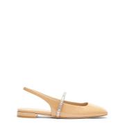 Kristalversierde Slingback Platte Stuart Weitzman , Beige , Dames