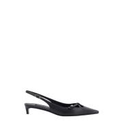 Monogram Leren Slingback Schoenen Dolce & Gabbana , Black , Dames