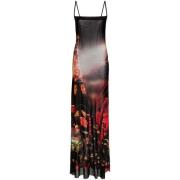 Gedrukte Mesh Slip Jurk Jean Paul Gaultier , Black , Dames