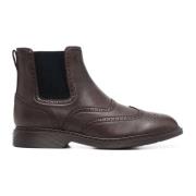 Bruin Leren Chelsea Boot met Brogue Details Hogan , Brown , Heren