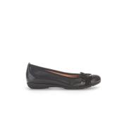 Moderne Zwarte Leren Ballerina Schoenen Gabor , Black , Dames