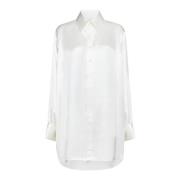 Zijden Off-White Overhemd met Manchetknopen Maison Margiela , White , ...