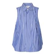 Gestreepte Mouwloze Blouse Sacai , Blue , Dames