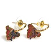 Pre-owned Metal earrings Louis Vuitton Vintage , Red , Dames