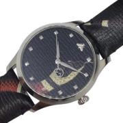 Pre-owned Leather watches Gucci Vintage , Black , Dames